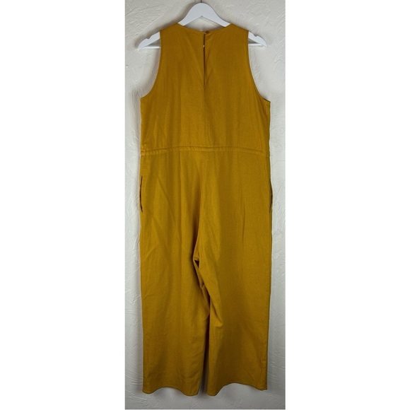 Anthropologie DREW Linen Blend Mustard Jumpsuit Capsule Minimalist, size Medium - Picture 5 of 8